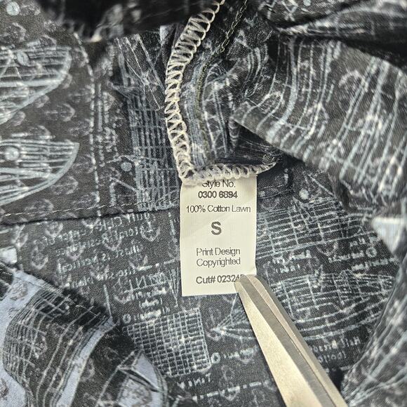 Tori Richard Hawaiian Shirt Men Small Sailing Boating Cotton Lawn Black Nautical - Picture 5 of 9